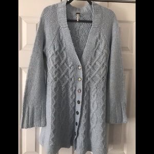 Free People soft blue button-down sweater
